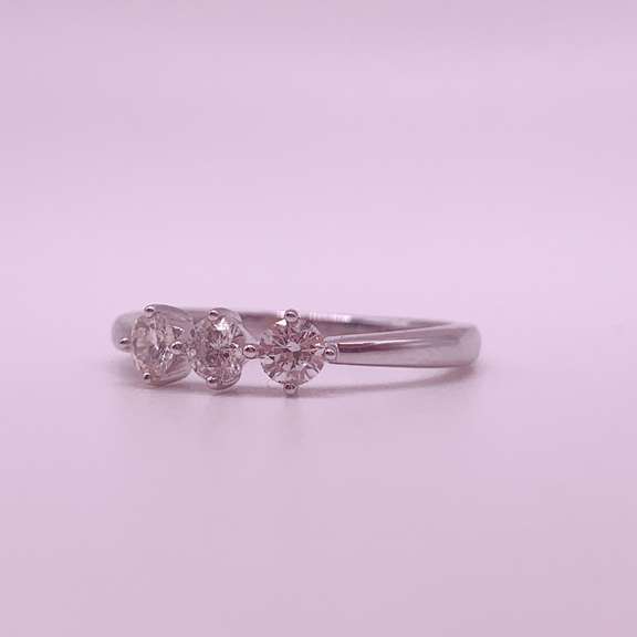 Triple Diamond Ring in14kt Solid White Gold
