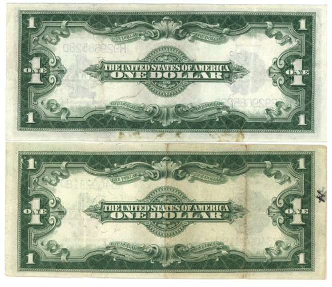 2 Real nice 1923 Series Large Size $1 Silver Certificate notes
