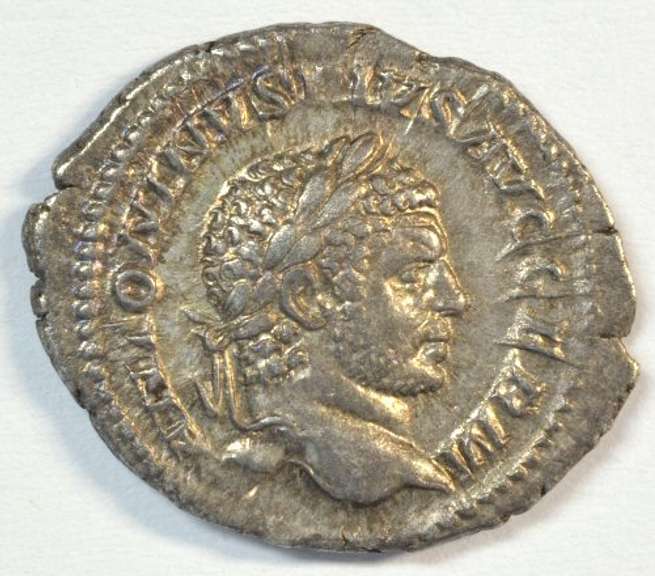 Original Mint State Caracalla Roman Silver Denarius, 198-217 AD