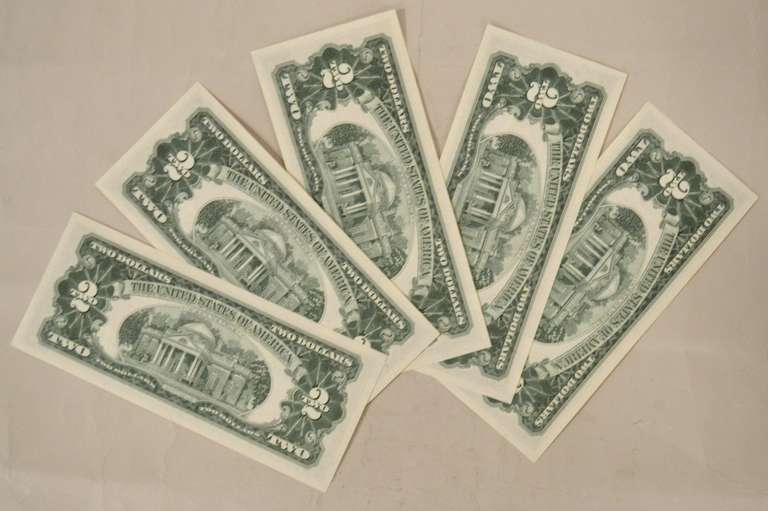 5 Consecutive CH CU $ 2 1963A US Notes