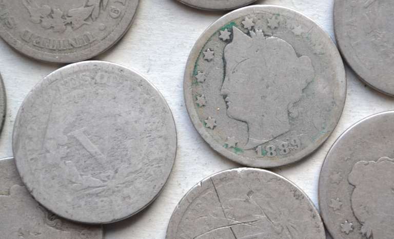 2 Each 1883 Cents 1884 1887-89 V Nickels.
