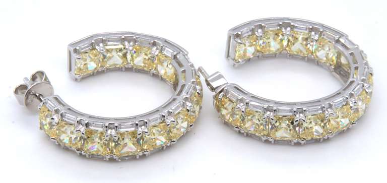Sterling Silver Yellow Cubic Zirconia Hoop Earrings