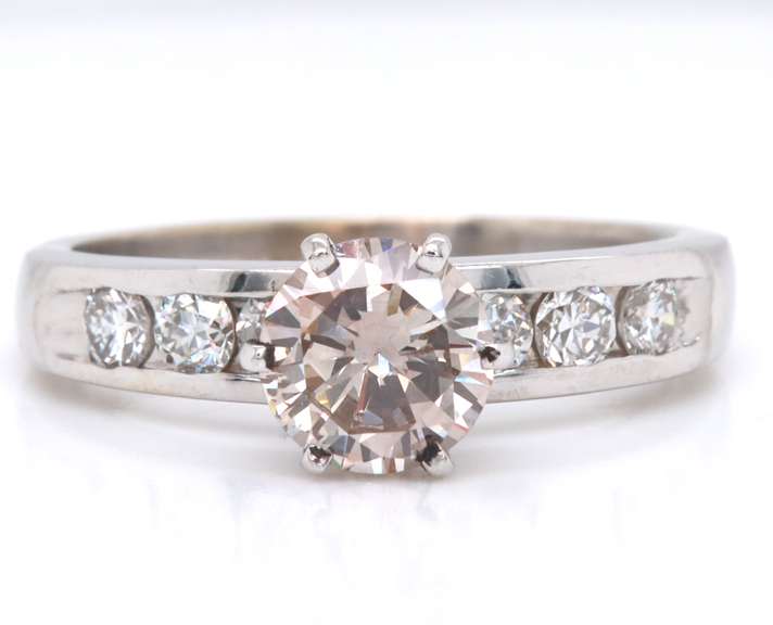 Sparkling White Gold Champagne Color Diamond Engagement Ring