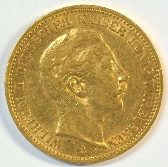 Very Scarce BU 1874 Germany (Prussia) 20 Marks Gold Piece