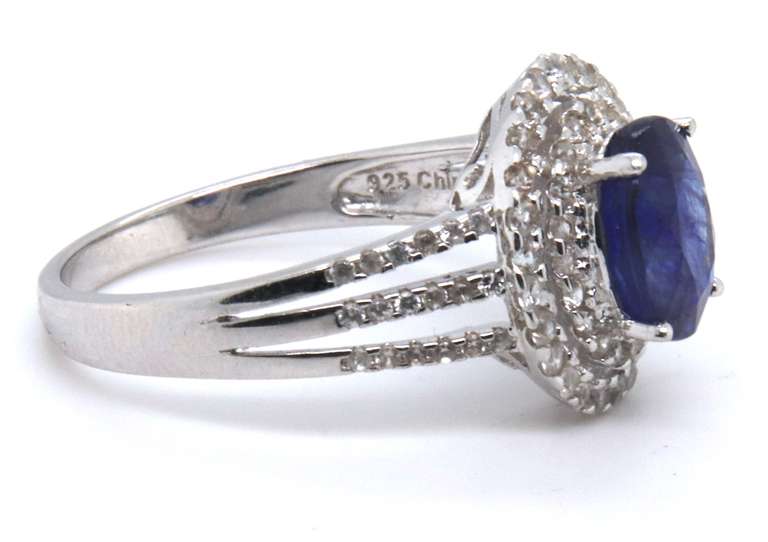 Sterling Silver Blue Gemstone Ring
