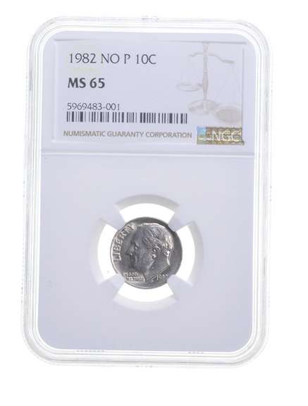 MS65 1982 Roosevelt Dime - No P - Graded NGC