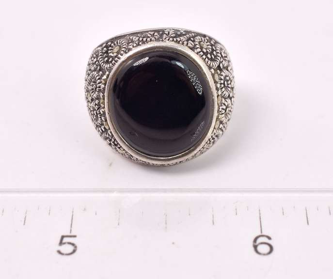Onyx Ring in Sterling Silver