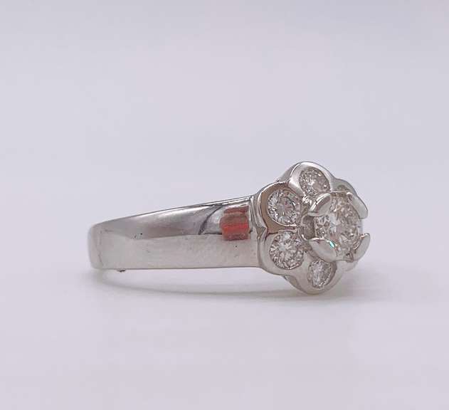 14kt Solid White Gold & Diamond Ring