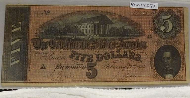 Confederate: 1864  $5 Richmond, circ, signed & numbered