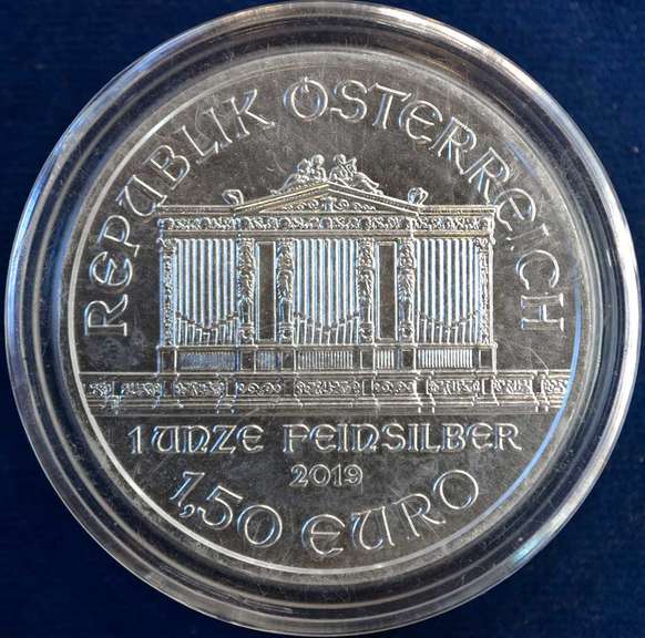 2019 Austria Philharmonic 1.5 Euro 1 Ounce .999 Silver