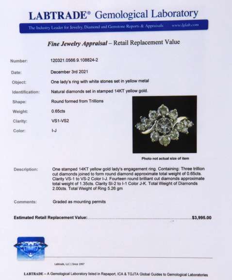 Elegant Yellow Gold 2ctw Diamond Engagement Ring