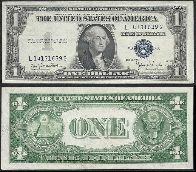 $1 1935-D SIlver Certificate Wide Fr. 1613W  Extremely Fine.