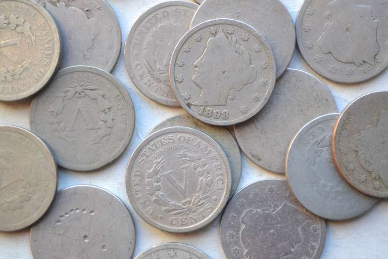 2 Each 1890-1899 V Nickels.