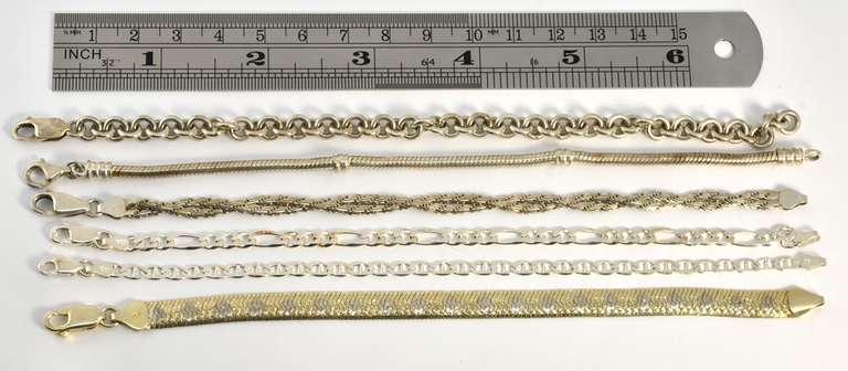 Diverse Group of 6 Sterling Bracelets