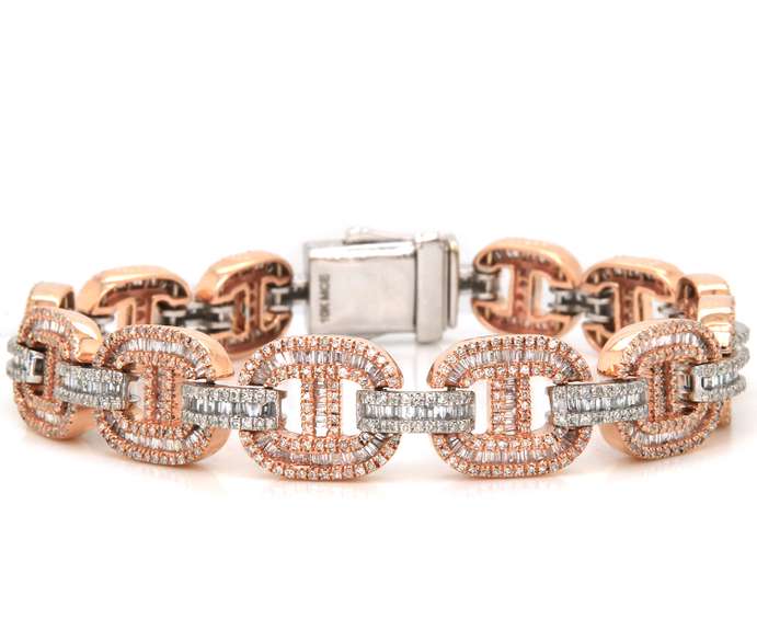 Glamorous 10kt White & Rose Gold Diamond Bracelet