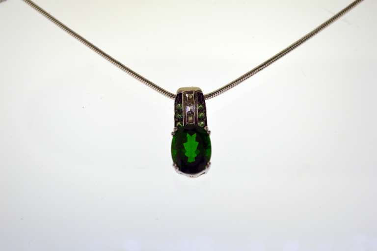 Sterling Silver Tsavorite Pendant With Chain