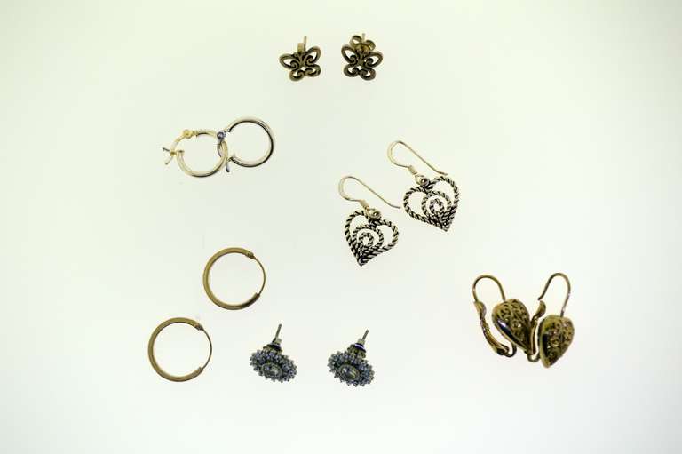 Sterling Silver Lot of Six Pair Of Earrings