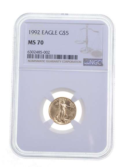 MS70 1992 $5 American Gold Eagle - Graded NGC