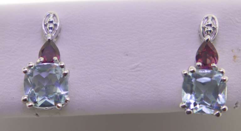 Sterling Silver Three Set aquamarine  Drop Earrings