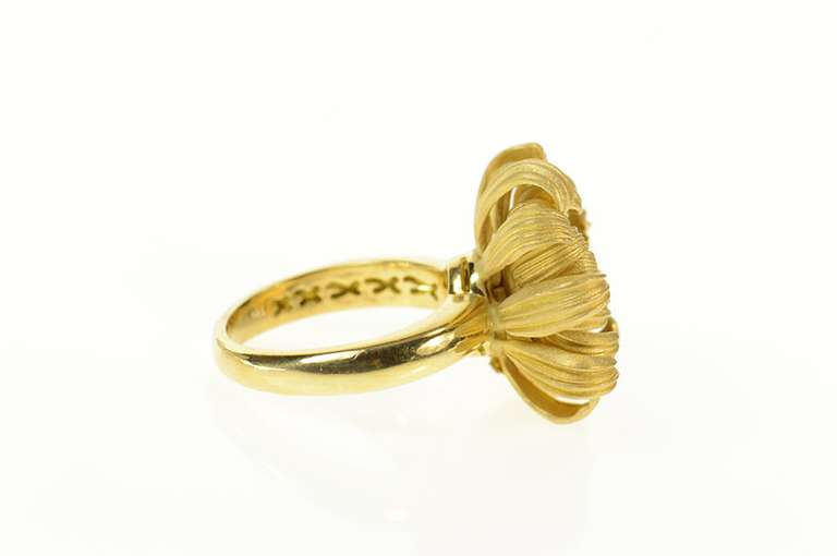 18K Yellow Gold 0.23 Ctw Diamond JY Designer Chrysanthemum Ring