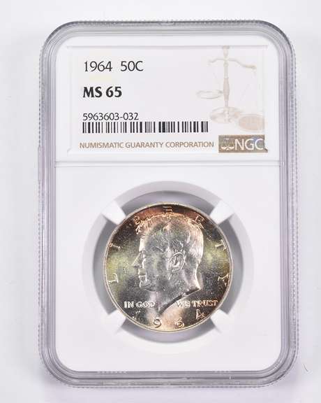 MS65 1964 Kennedy Half Dollar - Graded NGC AMAZING Tone