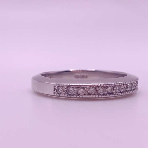 14kt Solid White Gold & Diamond Band Ring