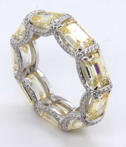 Sterling Silver Yellow Cubic Zirconia Band