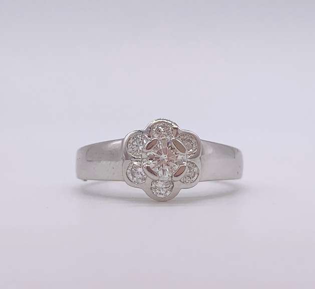 14kt Solid White Gold & Diamond Ring