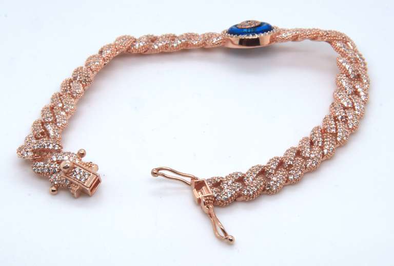 Sterling Silver CZ Curb Link Bracelet