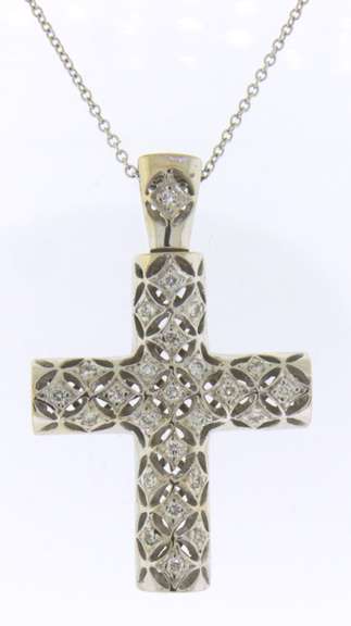 Fabulous 18kt apx .75ctw Diamond Cross Pendant on Chain