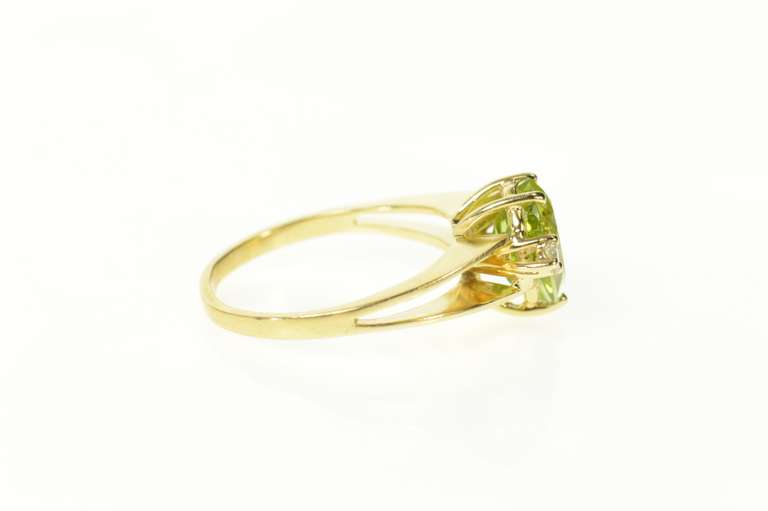 14K Yellow Gold Pear Peridot Diamond Accent Statement Ring
