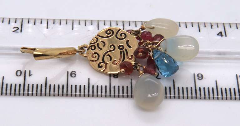 Great Zoe B Multi Gemstone Dangle Earrings in Yellow Gold