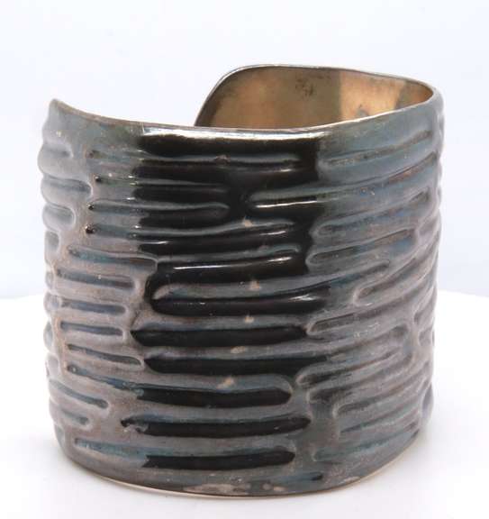 Vintage Sterling Silver Mexiso Cuff Bangle