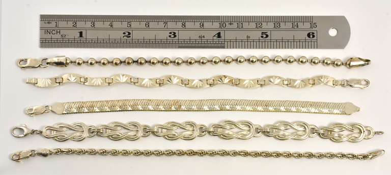 Diverse Group of 5 Sterling Bracelets