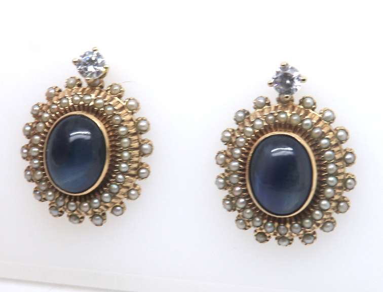 Gold Plated Gemstone Dangle Earrings