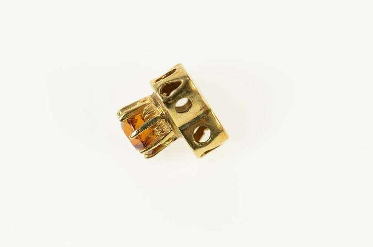 14K Yellow Gold Ornate Citrine Clover Slide Bracelet Charm/Pendant