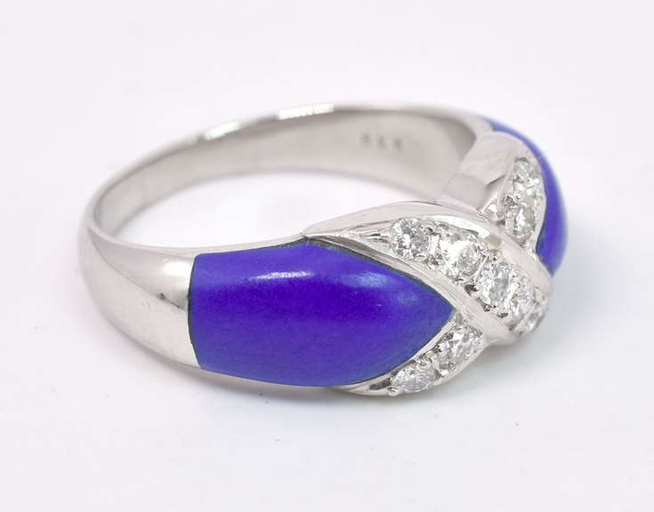 Lush Lapis and Diamond Ring in Platinum