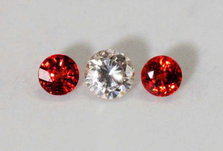 Yummy Orange Sapphire & Diamond Suiute of 3