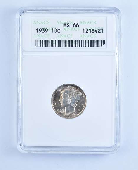 MS66 1939 Mercury Dime - Graded ANACS