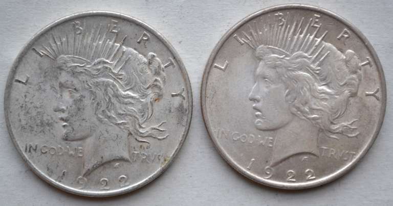 2 1922 Peace Dollars