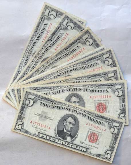 8 1963 Series Nicer  $ 5 Red Seal US Notes