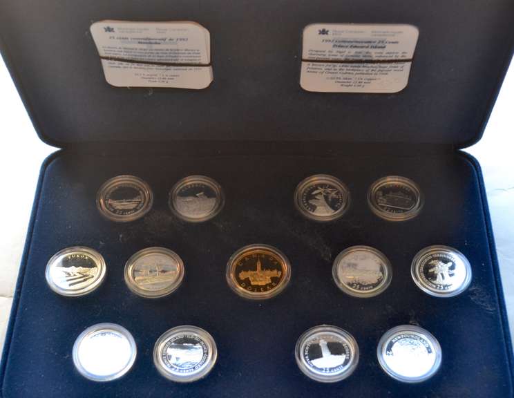 1992 Canada125 th Anniversary Set of 12 Silver Quarters & $ 1 Proof