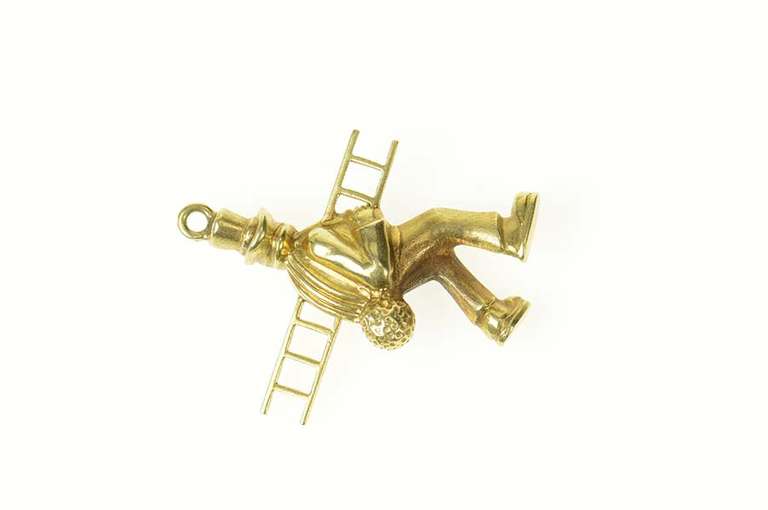 10K Yellow Gold 3D Chimney Sweep Stylized Puffy Charm/Pendant