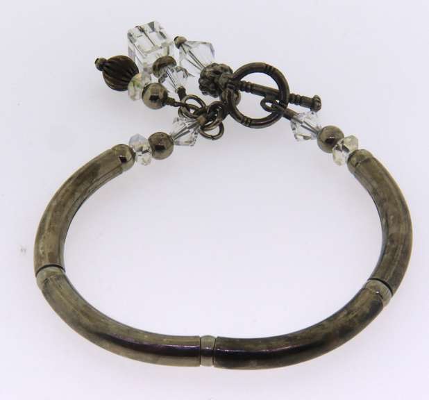 Sterling Silver Bracelet with Crystal Charm