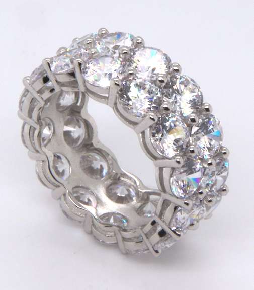Sterling Silver Cubic Zirconia Wide Band