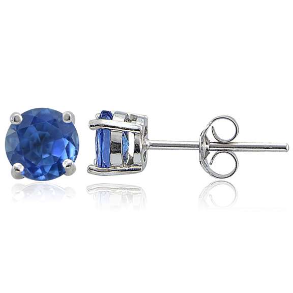 Sterling Silver Genuine Kyanite 6mm Round Stud Earrings