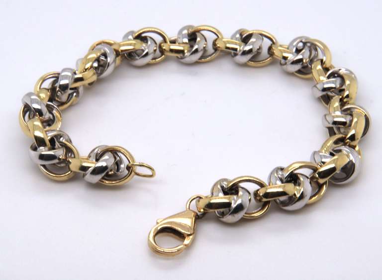 Fancy 2 Tone Italian Style Link Bracelet