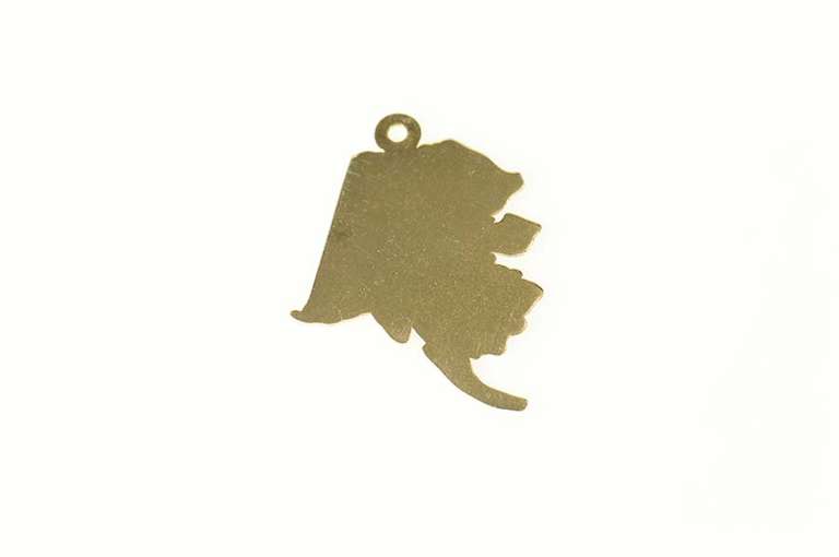 14K Yellow Gold Alaska State Shape Souvenir Travel Charm/Pendant
