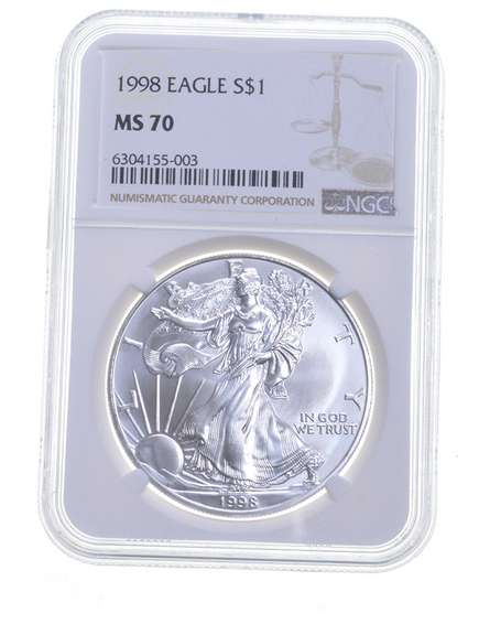 MS70 1998 American Silver Eagle - Graded NGC