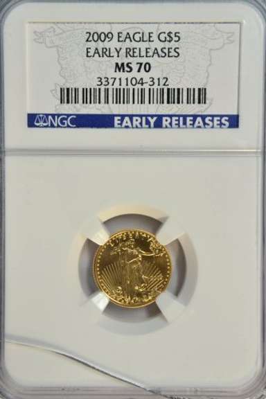 Flawless 2009 $5 American Gold Eagle. NGC MS70 ER